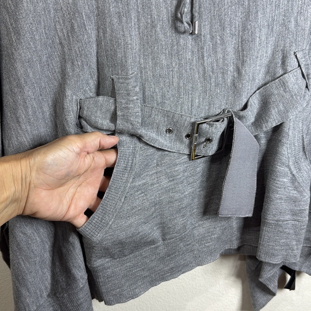 (W3) Karen Millen Grey Wool Blend Turtleneck Poncho, Size 2 - Picture 3 of 11